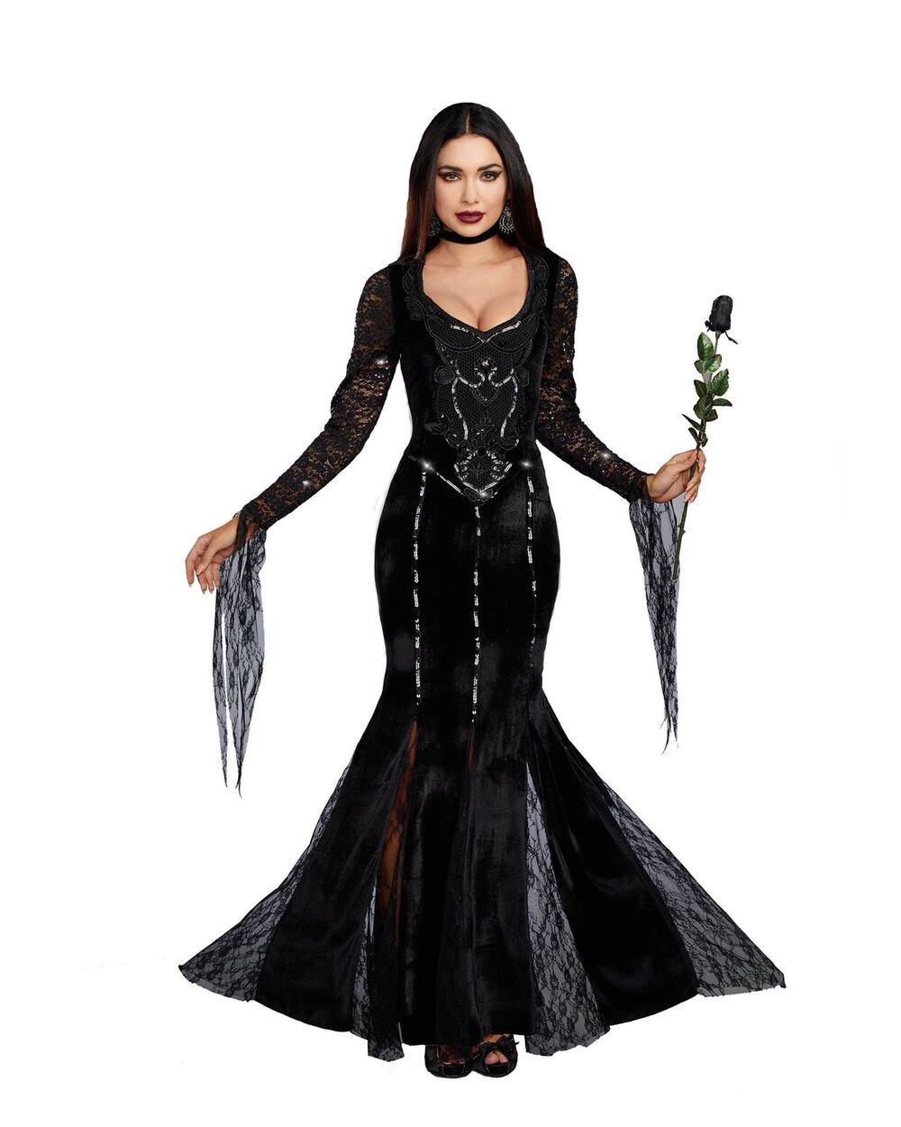 Dreamgirl Frightfully Beautiful Morticia Addams Gothic Dress Costume Sz M